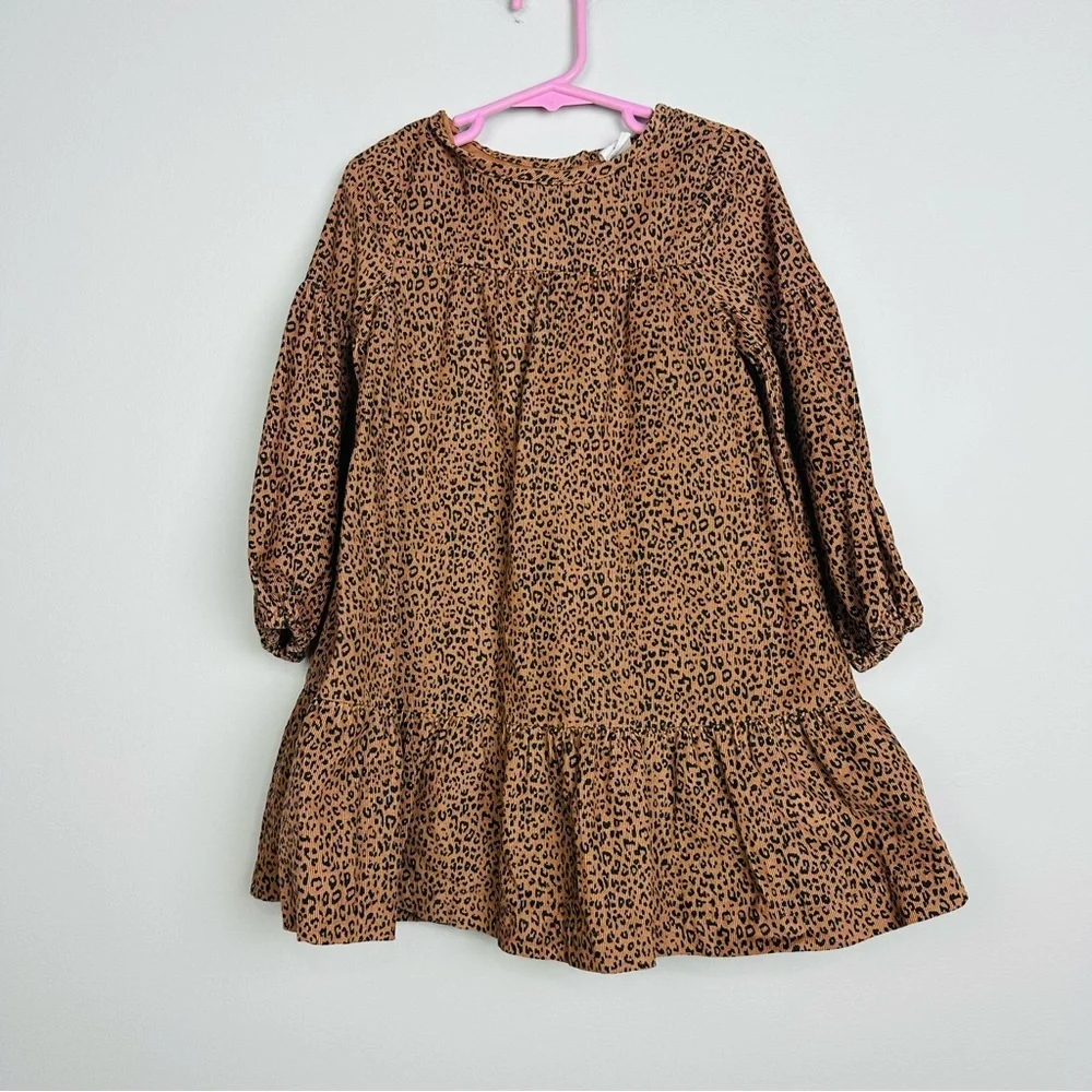 GAP Brown Leopard Print Kids Long Sleeve Dress Size 4 Years old